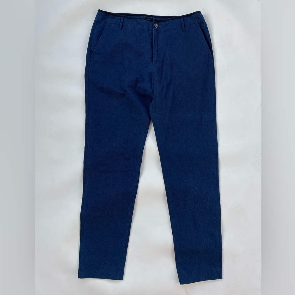 A.P.C. Rue Madame Paris Women's Navy Linen Cotton Blend Pants Size 38 (US 4/6)